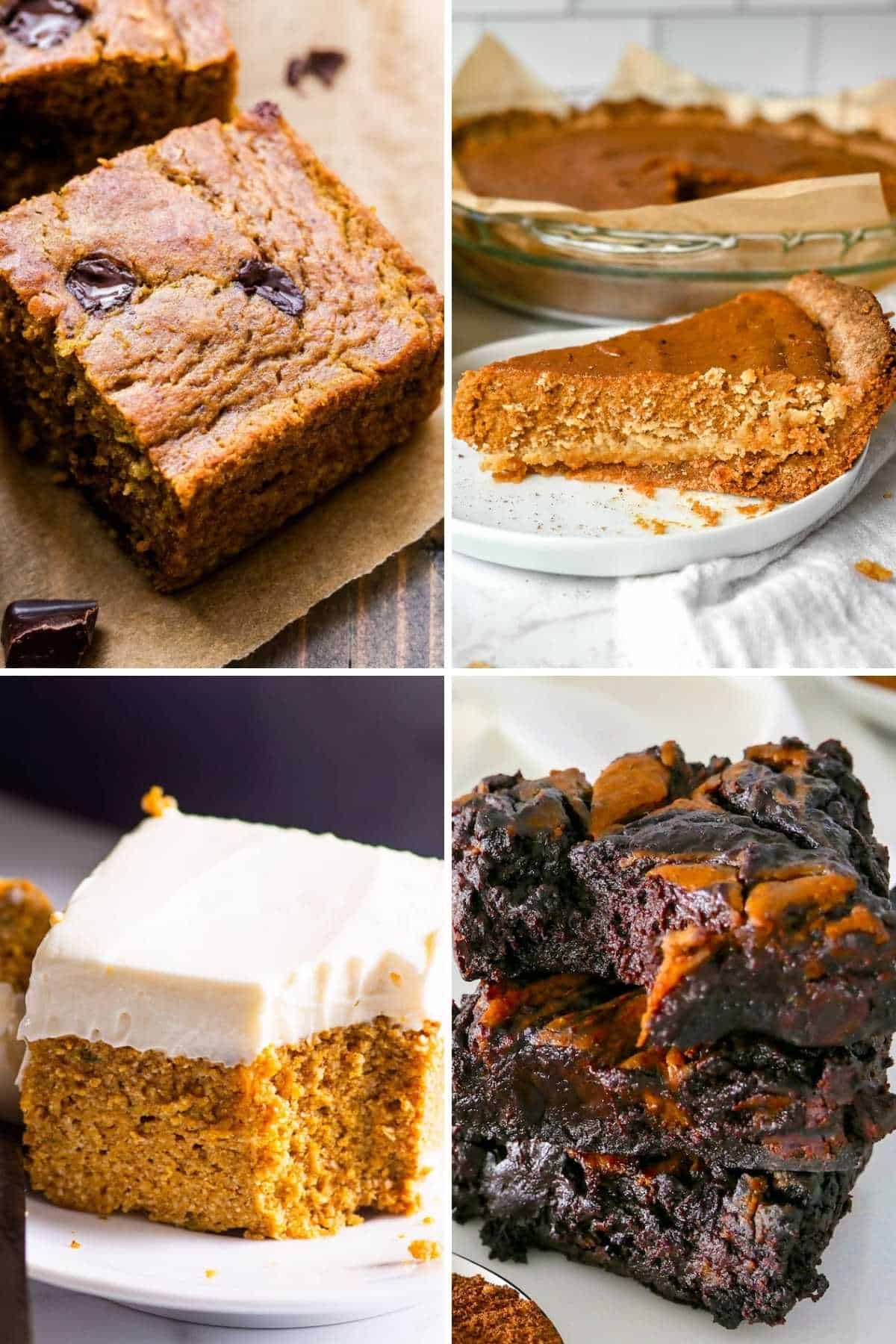 collage of pumpkin desserts.